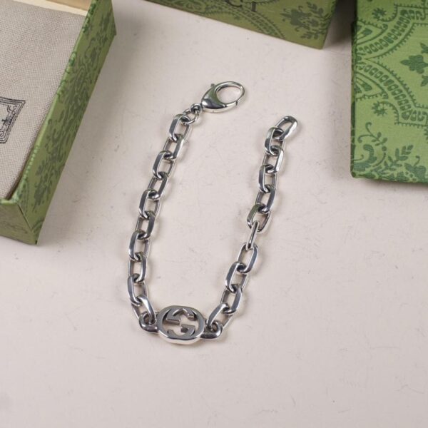 réplica,joyas,joyería,1:1,replica,fake,lujo,barato [Completamente plata de ley 925] Pulsera entrelazada Gucci con doble g, serie G entrelazada unisex (36C8)