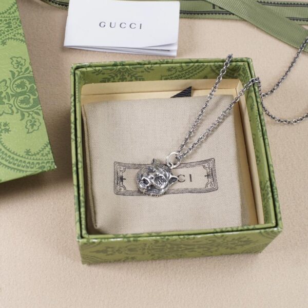 réplica,joyas,joyería,1:1,replica,fake,lujo,barato [Completamente de plata de ley 925] Collar con cabeza de tigre Gucci Serie Garden Joyas de plata con forma de cabeza de tigre (E6B1)