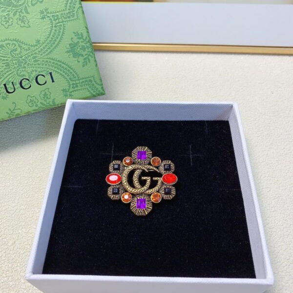 réplica,joyas,joyería,1:1,replica,fake,lujo,barato Broche vintage de diamantes de colores Gucci (E497)