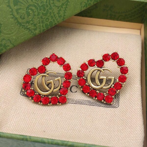 réplica,joyas,joyería,1:1,replica,fake,lujo,barato Pendientes de amor con diamantes rojos nuevos de Gucci (3D24)