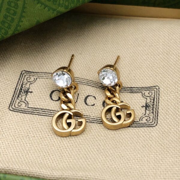 réplica,joyas,joyería,1:1,replica,fake,lujo,barato Pendientes Gucci con doble G y diamantes con borla (509F)