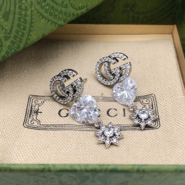 réplica,joyas,joyería,1:1,replica,fake,lujo,barato Los nuevos pendientes con doble G de Gucci, rojos y negros, llenos de sensación de alta gama (F037)