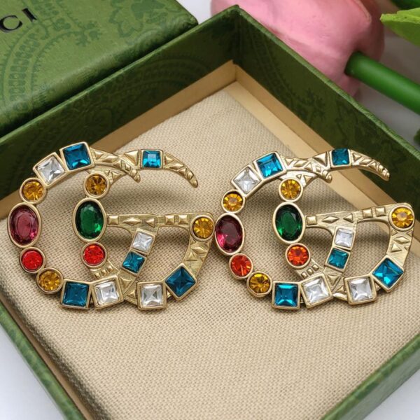 réplica,joyas,joyería,1:1,replica,fake,lujo,barato Los nuevos pendientes con doble G de Gucci, rojos y negros, llenos de sensación de alta gama (F037)
