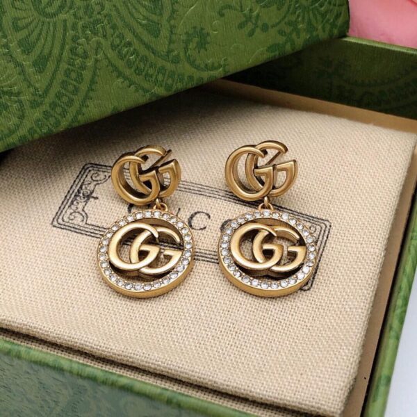 réplica,joyas,joyería,1:1,replica,fake,lujo,barato Aretes con cuentas de arroz y diamantes de imitación con doble G de Gucci (B922)