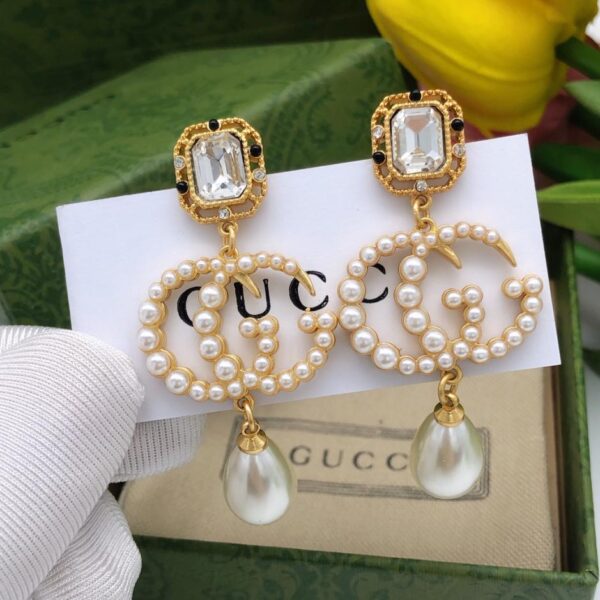 réplica,joyas,joyería,1:1,replica,fake,lujo,barato Pendientes Gucci Doble G, clips para las orejas, aguja de plata de ley 925 (956B)