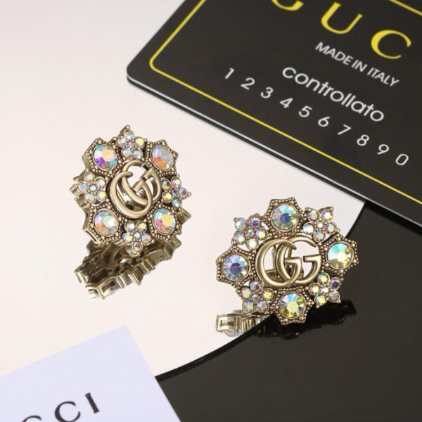 réplica,joyas,joyería,1:1,replica,fake,lujo,barato Pendientes de perlas goteando cuentas de arroz con borlas de diamantes cuadrados de cristal nuevos de Gucci (8214)