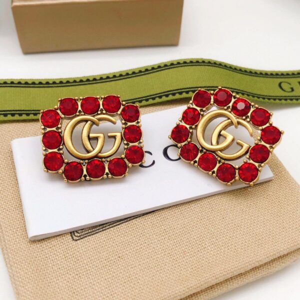 réplica,joyas,joyería,1:1,replica,fake,lujo,barato Aretes cuadrados con diamantes rojos nuevos de Gucci (660F)