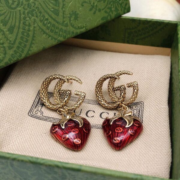 réplica,joyas,joyería,1:1,replica,fake,lujo,barato Aretes cuadrados con diamantes rojos nuevos de Gucci (660F)