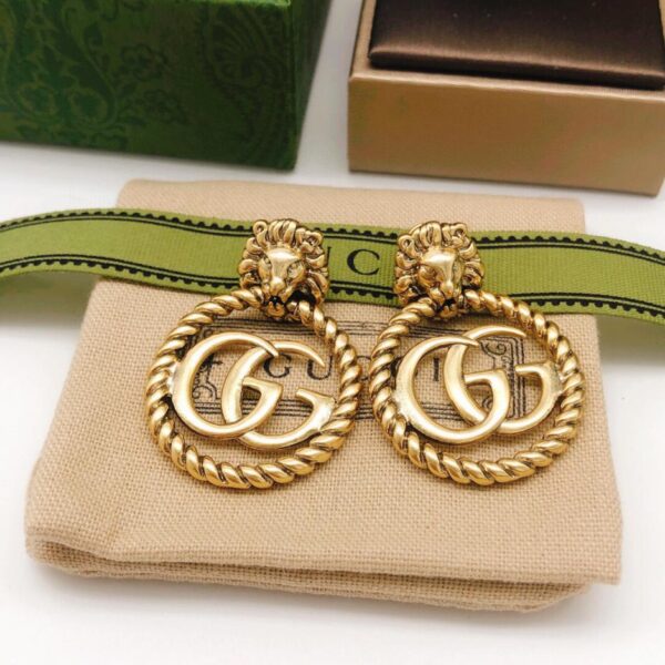 réplica,joyas,joyería,1:1,replica,fake,lujo,barato Aretes redondos con doble G de Gucci (CE41)