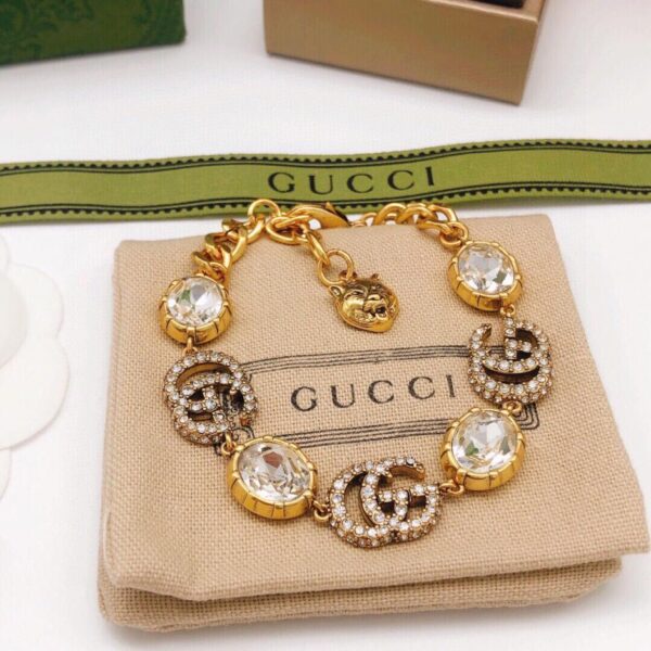 réplica,joyas,joyería,1:1,replica,fake,lujo,barato Pulsera Gucci con doble diamante G (5ECB)