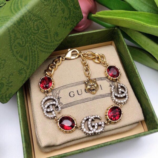 réplica,joyas,joyería,1:1,replica,fake,lujo,barato Pulsera Gucci con doble diamante G (90B1)