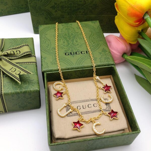 réplica,joyas,joyería,1:1,replica,fake,lujo,barato Nuevo collar de estrella con doble G de Gucci (385B)