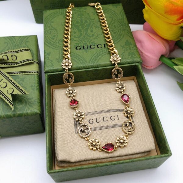 réplica,joyas,joyería,1:1,replica,fake,lujo,barato Nuevo collar de flores entrelazadas con doble G de Gucci (931C)