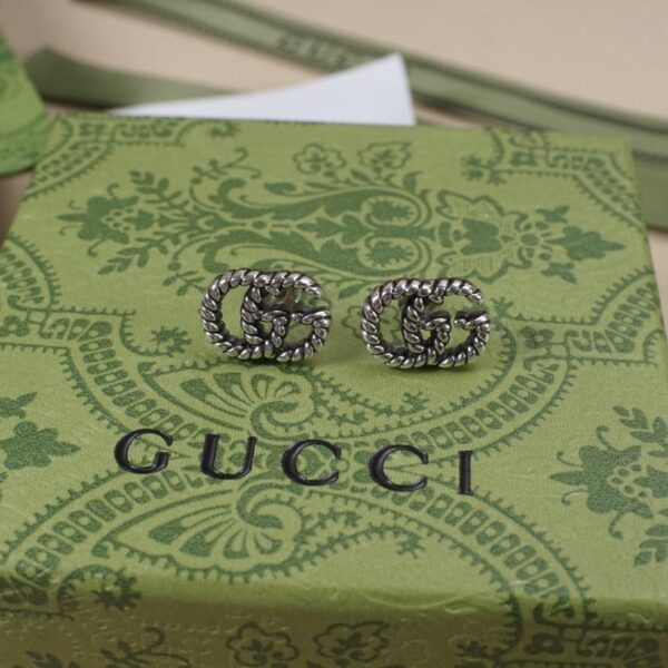 réplica,joyas,joyería,1:1,replica,fake,lujo,barato [Totalmente en plata de ley 925] Aretes con doble G entrelazada Gucci Serie Marmont (D0F0)