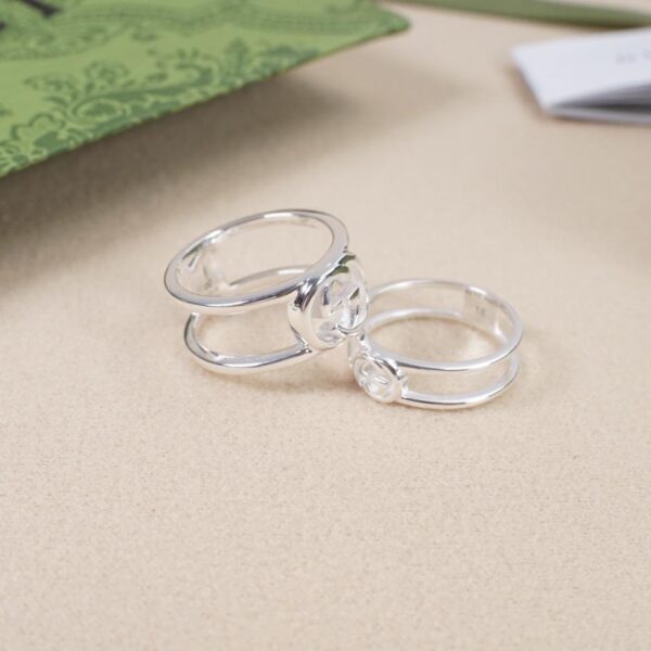réplica,joyas,joyería,1:1,replica,fake,lujo,barato [Plata de ley 925 por todas partes] Anillo Gucci de cerámica en blanco y negro con doble g Serie Icon (CD19)