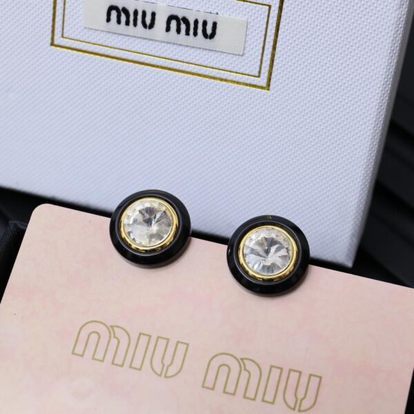réplica,joyas,joyería,1:1,replica,fake,lujo,barato Pendientes Miumiu nuevos esmaltados con diamantes redondos (48F8)