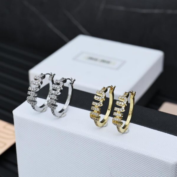 réplica,joyas,joyería,1:1,replica,fake,lujo,barato Pendientes con diamantes y letras miumiu (287C)