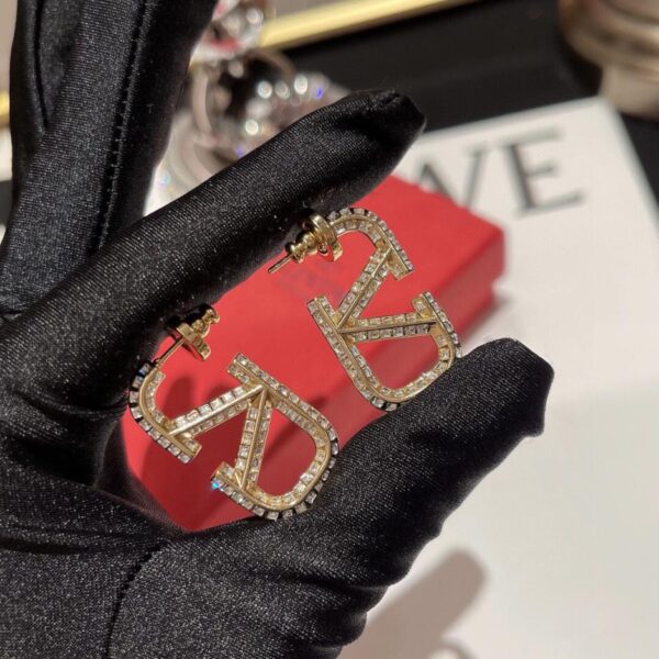 réplica,joyas,joyería,1:1,replica,fake,lujo,barato Pendientes de diamantes cuadrados con logotipo de Valentino (1B78)