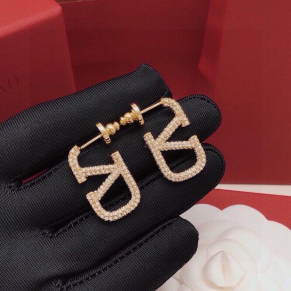 réplica,joyas,joyería,1:1,replica,fake,lujo,barato Pendientes Valentino en forma de V con diamantes (3B44)