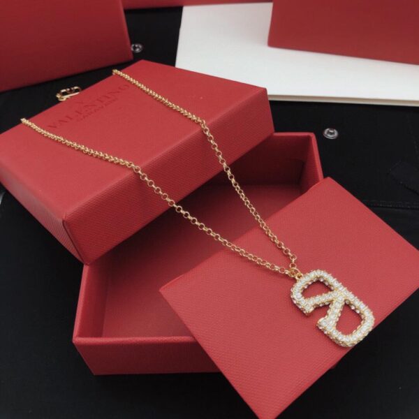 réplica,joyas,joyería,1:1,replica,fake,lujo,barato El último collar de Valentino con diamantes en forma de V (F7AC)