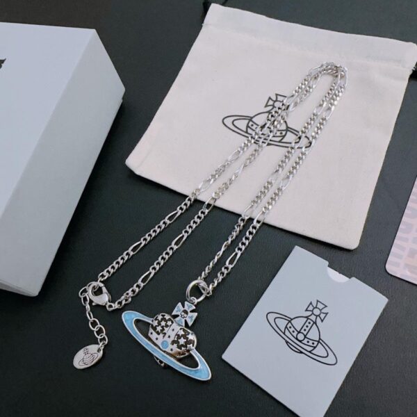 réplica,joyas,joyería,1:1,replica,fake,lujo,barato Vivienne Westwood collar Saturno grande clásico de alta calidad para hombres y mujeres (76F0)