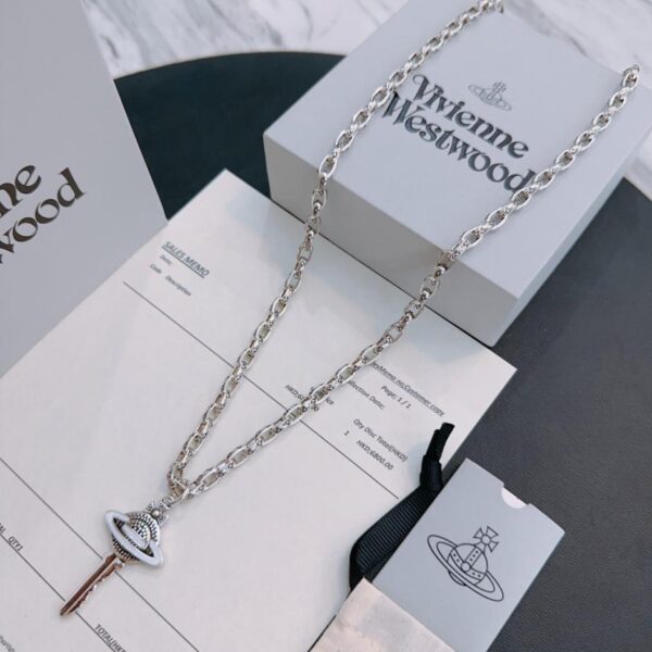 réplica,joyas,joyería,1:1,replica,fake,lujo,barato Vivienne Westwood collar Saturno grande clásico de alta calidad para hombres y mujeres (A92C)