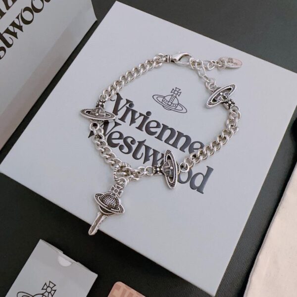 réplica,joyas,joyería,1:1,replica,fake,lujo,barato Vivienne Westwood Pulsera Saturno grande clásica de alta calidad para hombre y mujer (0D97)