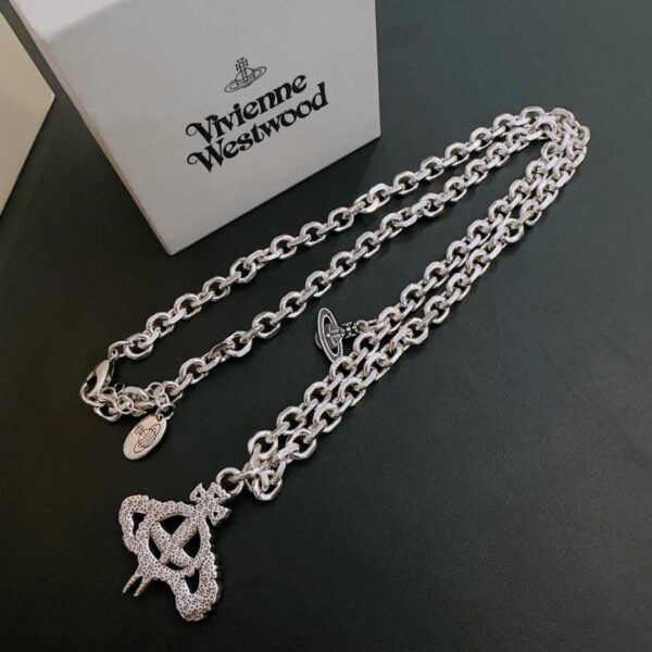 réplica,joyas,joyería,1:1,replica,fake,lujo,barato Vivienne Westwood Collar Saturno grande clásico de alta calidad para hombre y mujer (9510)