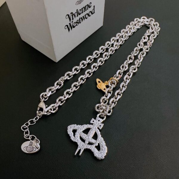 réplica,joyas,joyería,1:1,replica,fake,lujo,barato Vivienne Westwood collar Saturno grande clásico de alta calidad para hombres y mujeres (59FA)