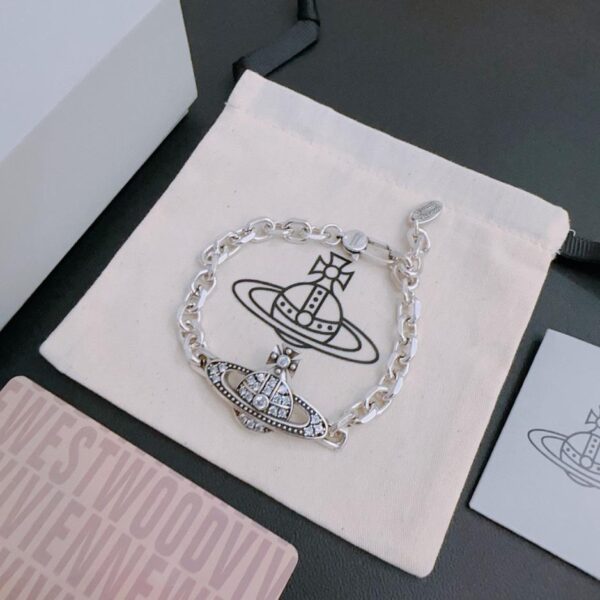 réplica,joyas,joyería,1:1,replica,fake,lujo,barato Vivienne Westwood Pulsera Saturno grande clásica de alta calidad para hombre y mujer (7F03)
