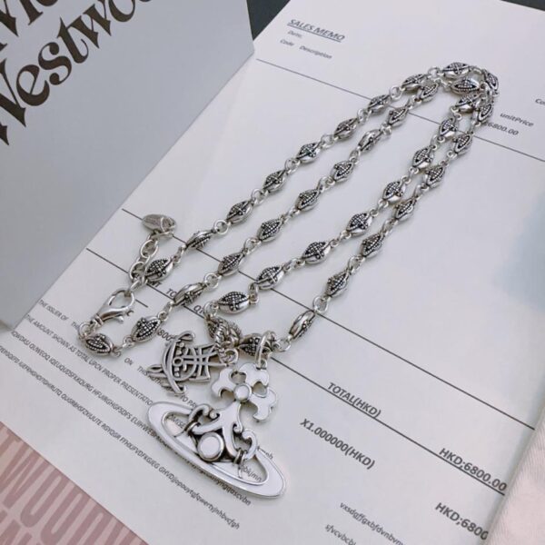 réplica,joyas,joyería,1:1,replica,fake,lujo,barato Vivienne Westwood Collar Saturno grande clásico de alta calidad para hombre y mujer (6A62)