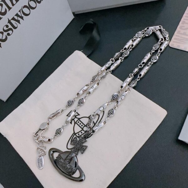 réplica,joyas,joyería,1:1,replica,fake,lujo,barato Vivienne Westwood Collar Saturno grande clásico de alta calidad para hombre y mujer (A9B0)