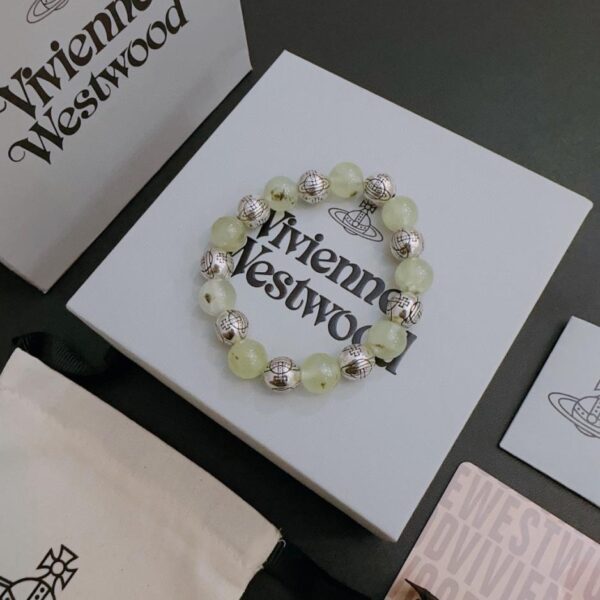 réplica,joyas,joyería,1:1,replica,fake,lujo,barato Pulsera estilo plata tailandesa con ágata de piedra natural Queen Mother West 487F)