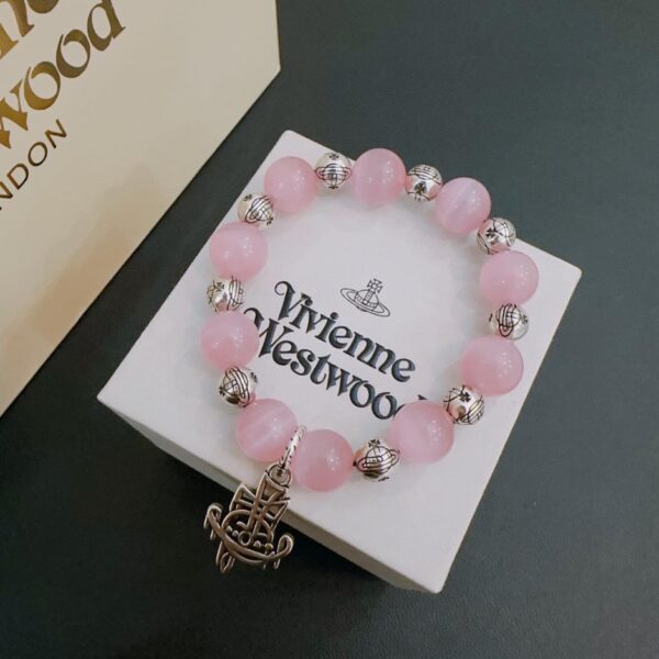 réplica,joyas,joyería,1:1,replica,fake,lujo,barato Pulsera estilo plata tailandesa con ágata de piedra natural Queen Mother West 487F)