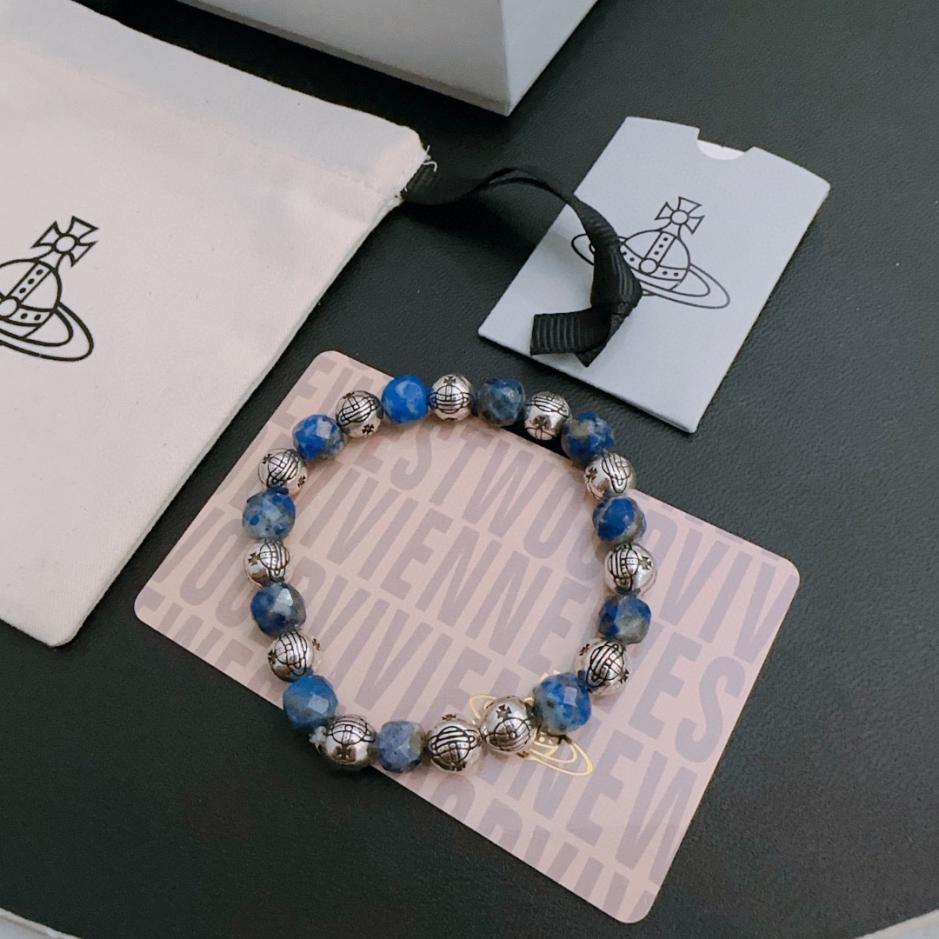 réplica,joyas,joyería,1:1,replica,fake,lujo,barato réplica,joyas,joyería,1:1,replica,fake,lujo,barato Pulsera estilo plata tailandesa con ágata de piedra Natural Queen Mother West EA86)