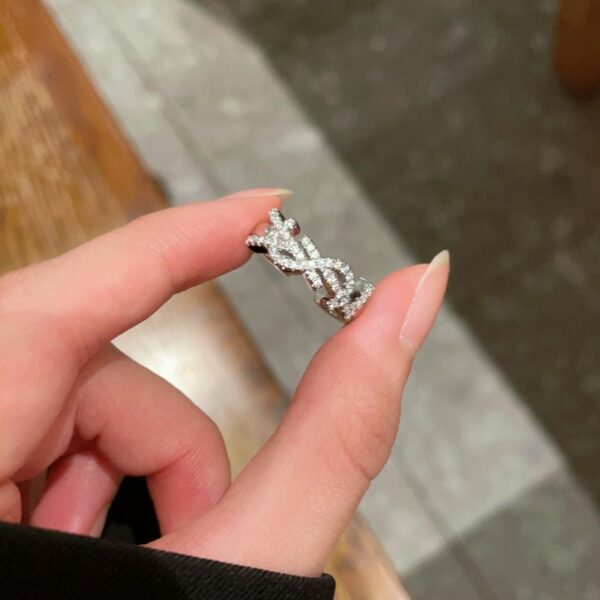 réplica,joyas,joyería,1:1,replica,fake,lujo,barato Nuevo Anillo completo con diamantes y letras de Yves Saint Laurent (4D15)