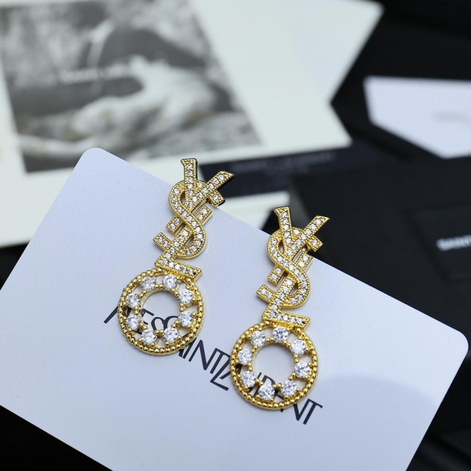 réplica,joyas,joyería,1:1,replica,fake,lujo,barato réplica,joyas,joyería,1:1,replica,fake,lujo,barato Pendientes Yves Saint Laurent con diamantes completos Y(545C)