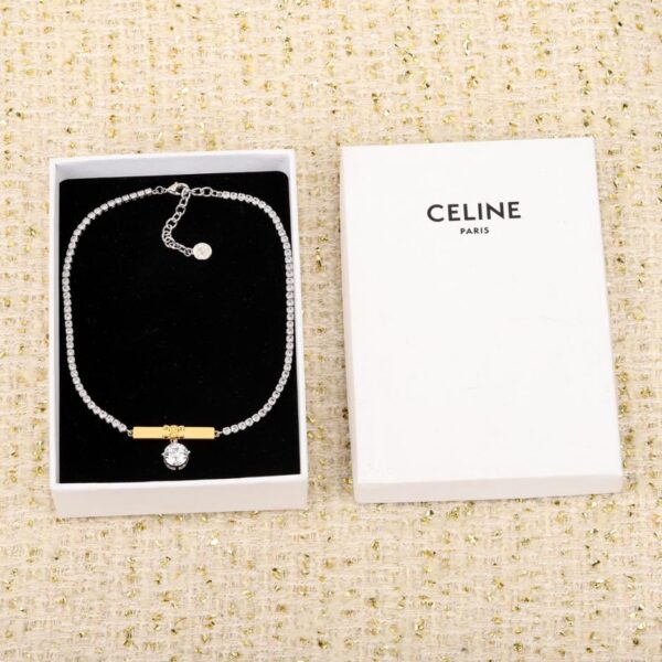 réplica,joyas,joyería,1:1,replica,fake,lujo,barato Collar de diamantes y barra de oro Celine