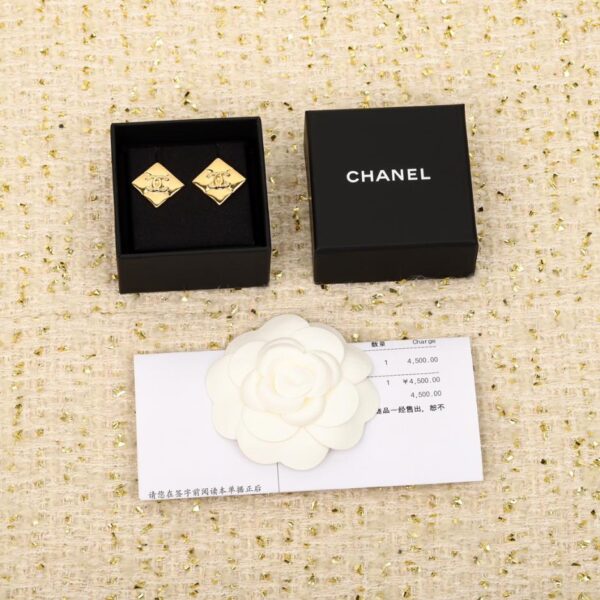 réplica,joyas,joyería,1:1,replica,fake,lujo,barato Aretes Chanel con diamantes cuadrados y doble C