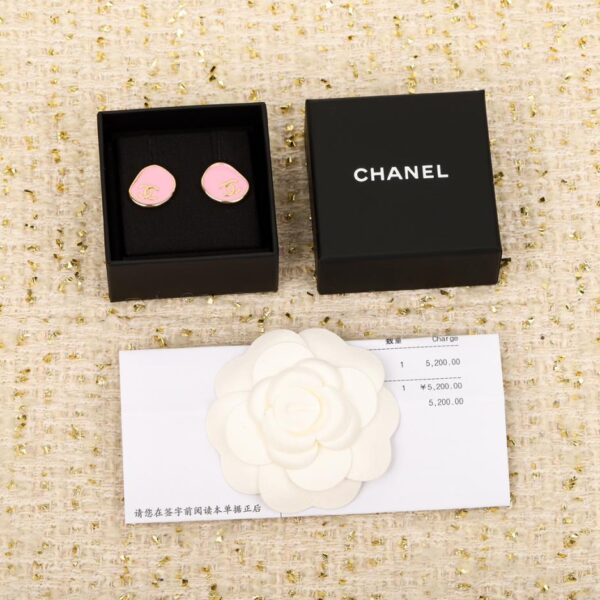 réplica,joyas,joyería,1:1,replica,fake,lujo,barato Pendientes Chanel con doble C goteando aceite rosa, sencillos y cotidianos