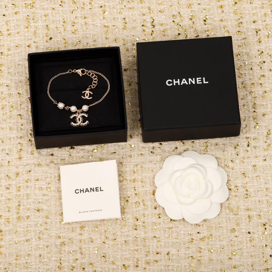 réplica,joyas,joyería,1:1,replica,fake,lujo,barato réplica,joyas,joyería,1:1,replica,fake,lujo,barato Pulsera de perlas c blanca de encaje negro Chanel