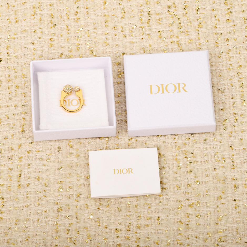 réplica,joyas,joyería,1:1,replica,fake,lujo,barato réplica,joyas,joyería,1:1,replica,fake,lujo,barato Anillo abierto de diamantes con cuentas grandes y pequeñas Dior