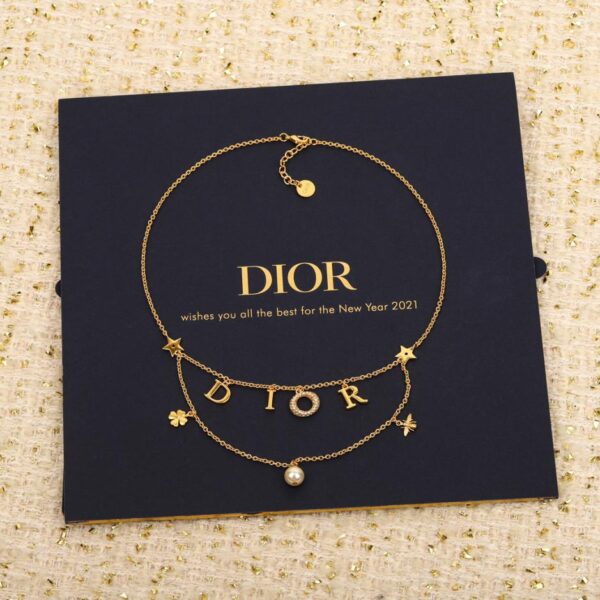réplica,joyas,joyería,1:1,replica,fake,lujo,barato Collar Dior con doble letra y estrella de abeja
