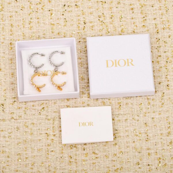 réplica,joyas,joyería,1:1,replica,fake,lujo,barato Pendientes de botón CD con diamantes y cuentas de doble capa Dior