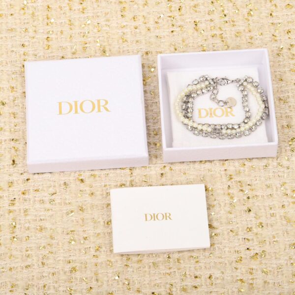 réplica,joyas,joyería,1:1,replica,fake,lujo,barato Pendientes Dior con cuentas grandes y pequeñas y diamantes completos