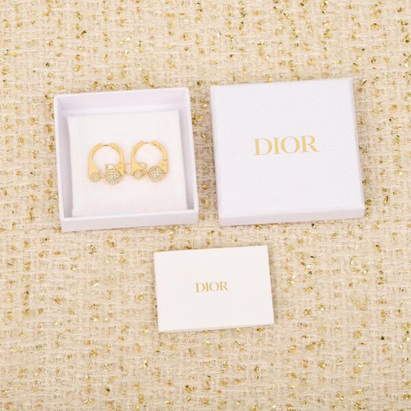 réplica,joyas,joyería,1:1,replica,fake,lujo,barato Pendientes Dior con cuentas grandes y pequeñas y diamantes completos