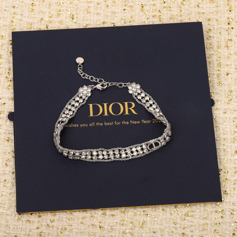 réplica,joyas,joyería,1:1,replica,fake,lujo,barato réplica,joyas,joyería,1:1,replica,fake,lujo,barato Gargantilla Dior de doble capa con diamantes