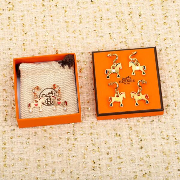 réplica,joyas,joyería,1:1,replica,fake,lujo,barato Pendientes colgantes de aceite con esmalte de poni Hermes