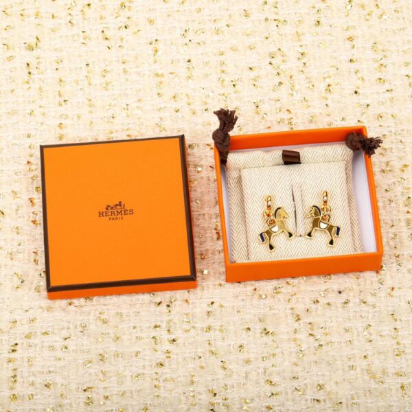 réplica,joyas,joyería,1:1,replica,fake,lujo,barato Pendientes colgantes de aceite con esmalte de poni Hermes
