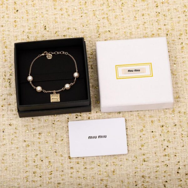 réplica,joyas,joyería,1:1,replica,fake,lujo,barato Pulsera de perlas cuadradas de Miu Miu